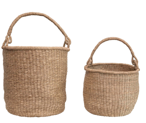 Beige Woven Seagrass Basket