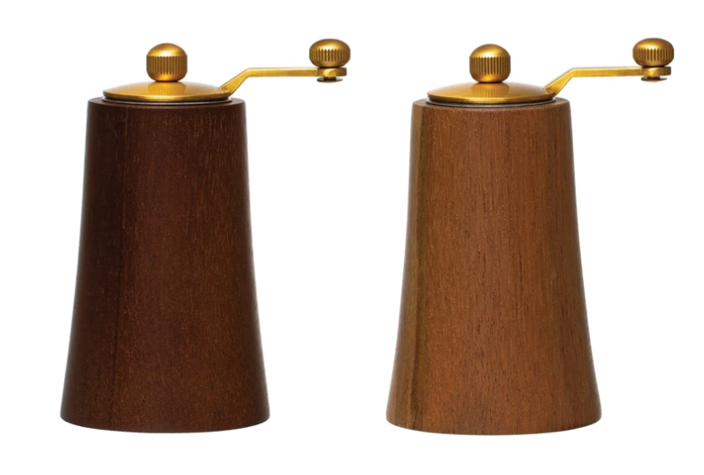 Acacia Wood and Stainless Steel Salt and Pepper