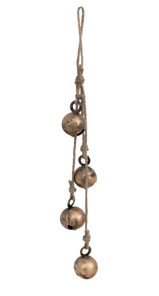 Antique Brass Bells on Jute Rope