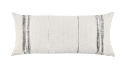 16x36 Ivory Gray Lumbar Striped Pillow
