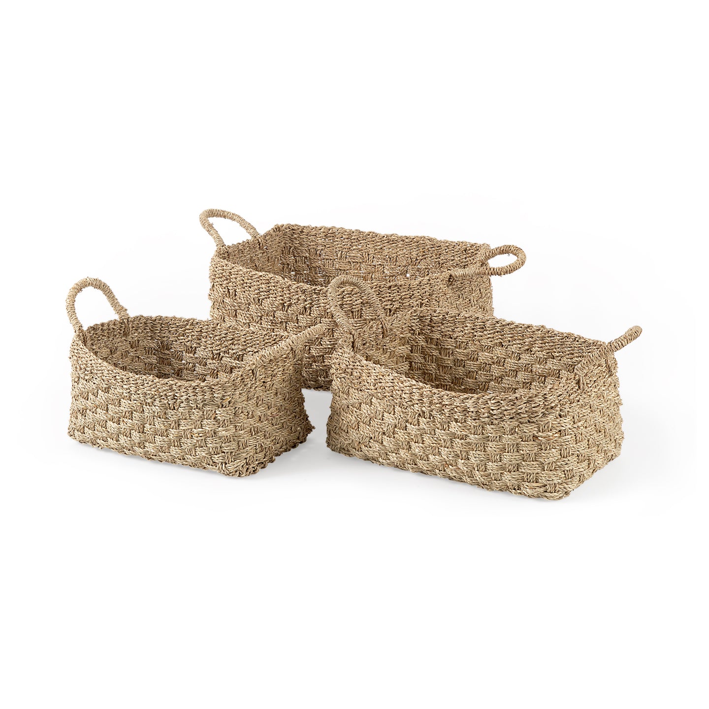 Rectangular Seagrass Baskets with Handles