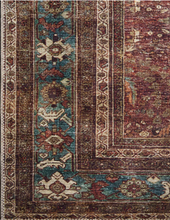 Load image into Gallery viewer, Brick and Blue Rug Vintage Rug 3&#39;6&quot;x5&#39;6&quot;
