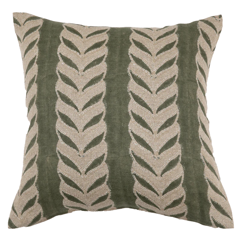 Linen Pillow with Leaves