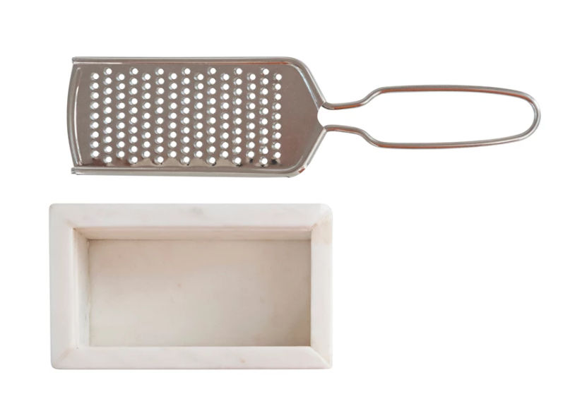 Metal Grater with Marble Holder