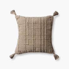 Load image into Gallery viewer, 18&quot; x 18&quot; Taupe Tassel Pillow
