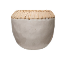 Load image into Gallery viewer, Stoneware Planter with Rattan Stitching
