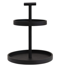Load image into Gallery viewer, Black Mango Wood 2-Tier Tray with Handle
