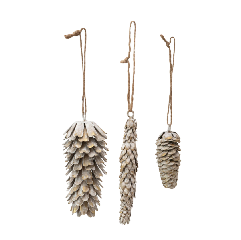 Metal Pinecone Ornament Assorted
