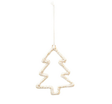 Load image into Gallery viewer, White &amp; Gold Metal Wrapped Ornament
