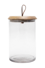 Load image into Gallery viewer, Leather &amp; Mango Wood Lidded Jar
