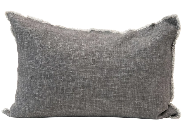Charcoal Linen Lumbar Pillow