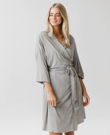 Grey Bamboo Knit Robe