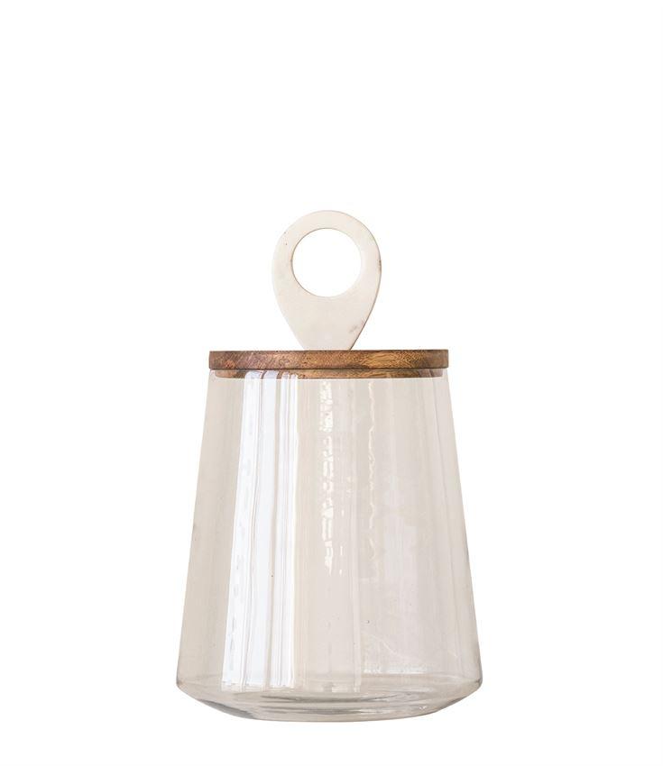 Glass Jar w/ Mango Wood & Marble Lid