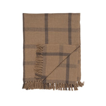 Load image into Gallery viewer, Tan Plaid Tasseled Throw

