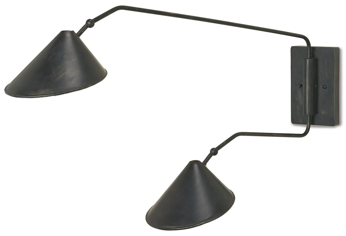 Double Wall Sconce -Black