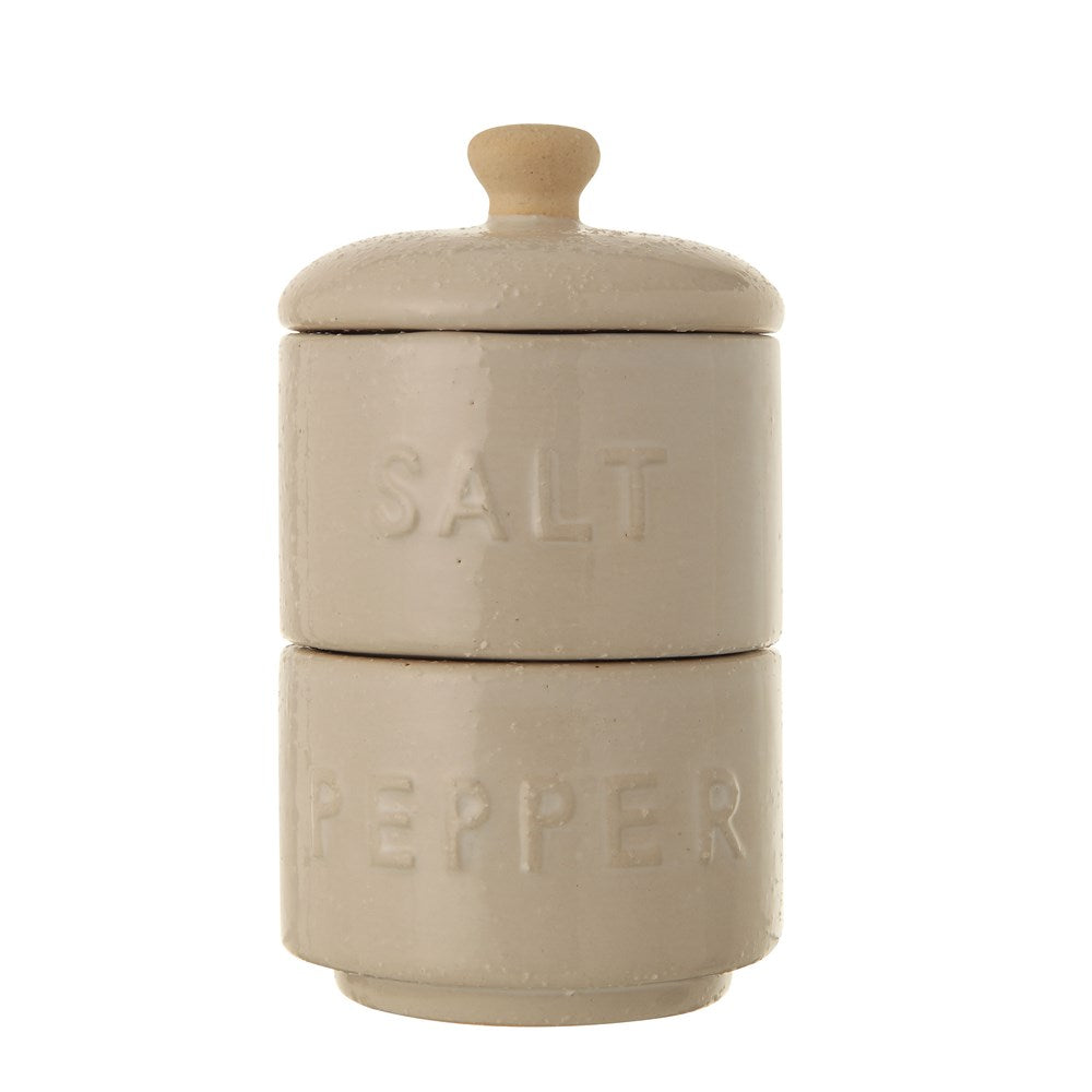 Stoneware Stackable Salt & Pepper Pots