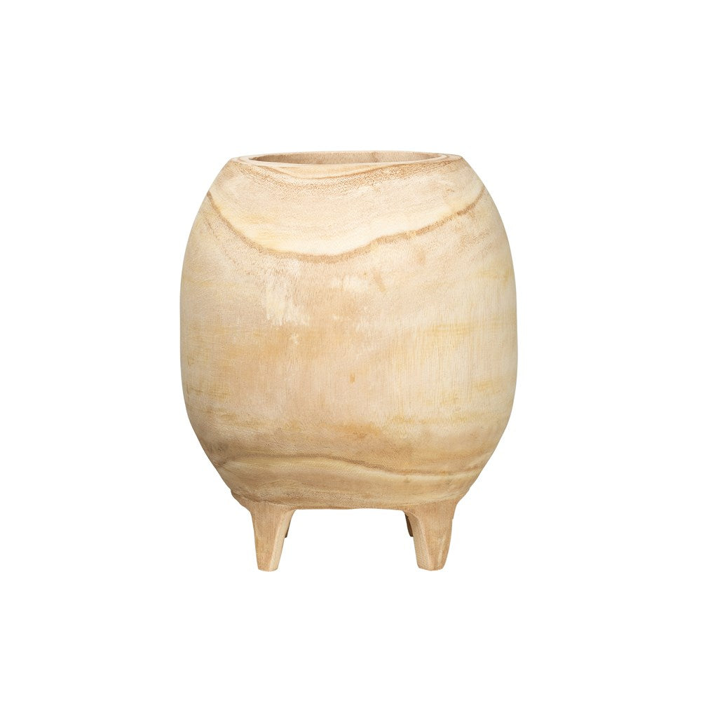 Footed Wooden Pot