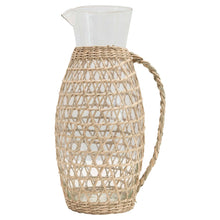 Load image into Gallery viewer, Glass Pitcher w/ Seagrass Weave
