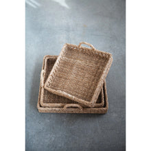 Load image into Gallery viewer, Hand-Woven Rattan Tray with Handles
