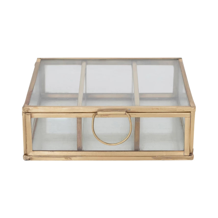 Brass & Glass Box w 3 Compartments
